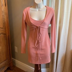 Forever 21 Rose Ribbed Mini Dress & Crop Top Set